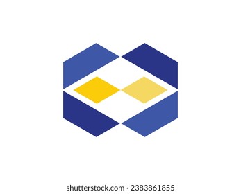 Vector design of isometric box symbols forming a simple and colorful robot face or eyes