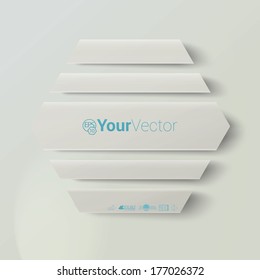 Vector design.  Ivory straight lines cut edition of a hexagon shape banner or text box Abstract minimal geometric 3d eps10 origami illustration for web, brochure, print, infographics or other medium