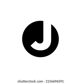 A vector design of J letter on black circle and white background
