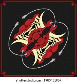 Vector design of japanese demon hannya bandana, japanese culture hannya demon mask