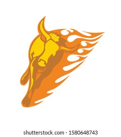 Vector design of Javanese buffalo head on a white and color background. Wild animal. Easy to edit layered vector illustration for tattoos and stickers