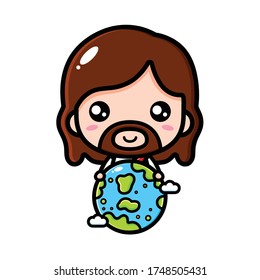 vector design of Jesus hugging the earth