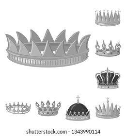 Vector design of jewel and vip logo. Set of jewel and nobility stock symbol for web.