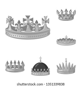 Vector design of jewel and vip logo. Set of jewel and nobility vector icon for stock.