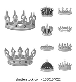 Vector design of jewel and vip symbol. Set of jewel and nobility vector icon for stock.