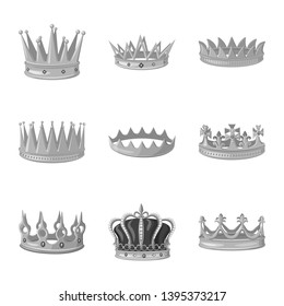 Vector design of jewel and vip symbol. Set of jewel and nobility stock vector illustration.