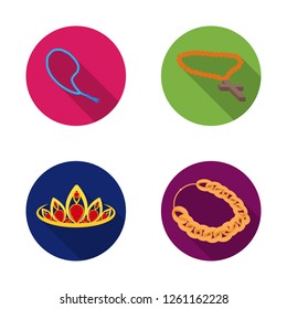 Vector design of jewelery and necklace logo. Collection of jewelery and pendent vector icon for stock.