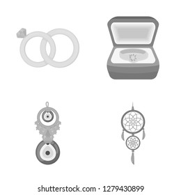Vector design of jewelery and necklace logo. Collection of jewelery and pendent stock symbol for web.