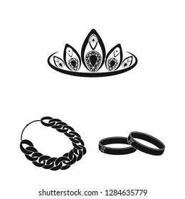 Vector design of jewelery and necklace logo. Collection of jewelery and pendent stock symbol for web.