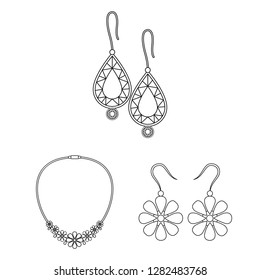 Vector design of jewelery and necklace symbol. Collection of jewelery and pendent vector icon for stock.