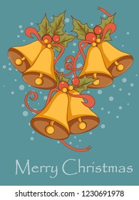 Vector design of Jingle Bells for Merry Christmas and Happy New Year Holiday celebration background