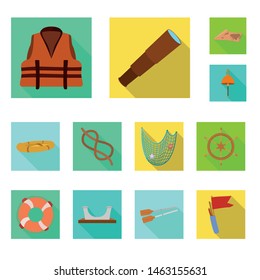 Vector design of journey and seafaring sign. Set of journey and vintage stock vector illustration.