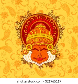 Vector design of kathakali dancer's face in Indian art style