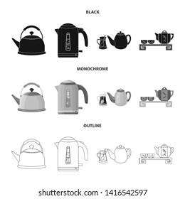 Vector design of kettle and tea icon. Set of kettle and electric vector icon for stock.