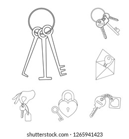 Vector design of key  and protection sign. Collection of key  and security stock vector illustration.