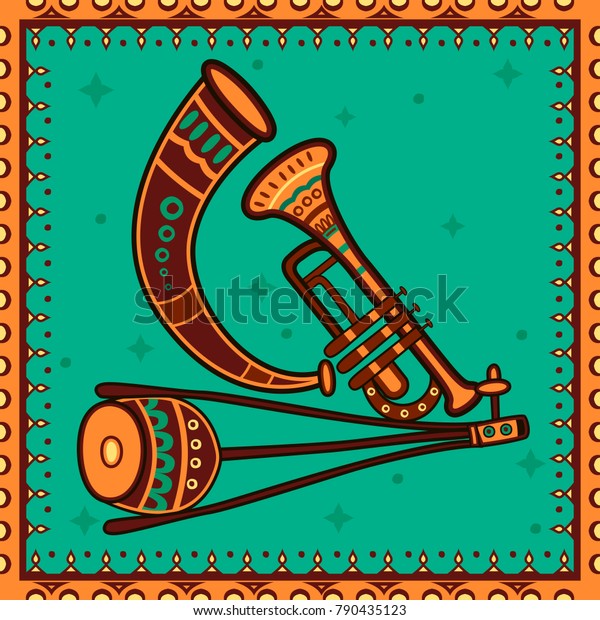 Vector design of Keyboard Music instrument in India\
desi folk art style