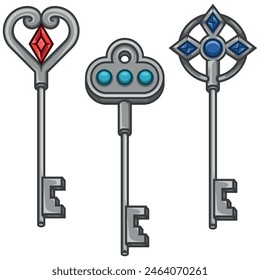 Vector design of keys for old locks, locksmith keys