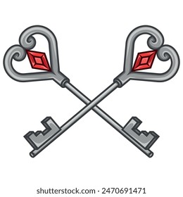 Vector design of keys for old locks, locksmith keys