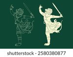 Vector design of Khmer Hanuman in Khmer art style