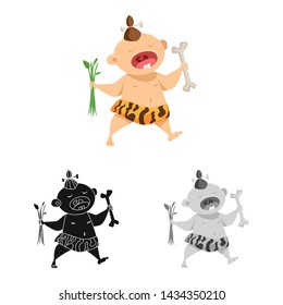 Vector design of kid and prehistoric sign. Collection of kid and sweet stock vector illustration.