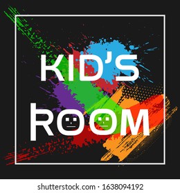 Vector design of Kids room poster stickers with colorful backgrounds