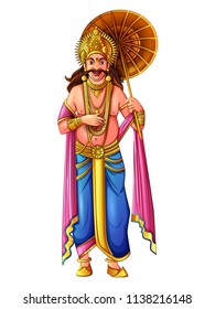 Vector design of King Mahabali of Hindu mythology for South India Onam festival