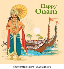 Vector design of King Mahabali of Hindu mythology for South India Onam festival