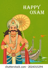 Vector design of King Mahabali of Hindu mythology for South India Onam festival