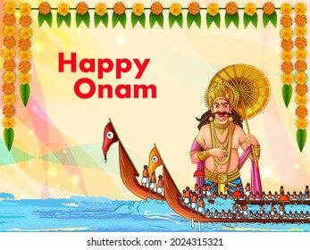 Vector design of King Mahabali of Hindu mythology for South India Onam festival