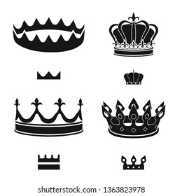 Vector design of king and majestic symbol. Set of king and gold stock symbol for web.