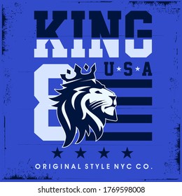 
Vector design king of USA. typography design, t-shirt graphics, print, poster, banner, vector illustration
