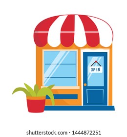 Vector design of kiosk and outdoor symbol. Collection of kiosk and grocery stock symbol for web.