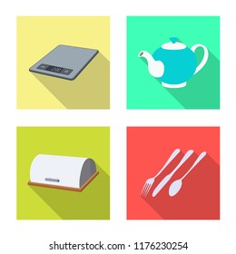 Vector design of kitchen and cook icon. Collection of kitchen and appliance stock symbol for web.