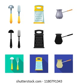 Vector design of kitchen and cook icon. Set of kitchen and appliance stock vector illustration.