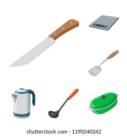 Vector design of kitchen and cook icon. Collection of kitchen and appliance stock symbol for web.