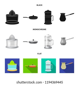 Vector design of kitchen and cook icon. Collection of kitchen and appliance stock vector illustration.