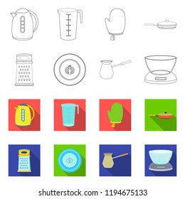 Vector design of kitchen and cook icon. Set of kitchen and appliance stock vector illustration.