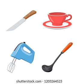 Vector design of kitchen and cook icon. Collection of kitchen and appliance stock vector illustration.
