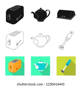 Vector design of kitchen and cook icon. Set of kitchen and appliance stock vector illustration.