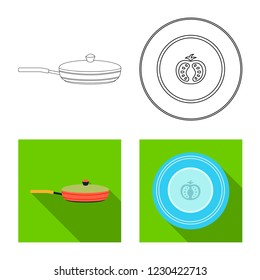Vector design of kitchen and cook icon. Collection of kitchen and appliance stock vector illustration.