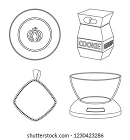 Vector design of kitchen and cook icon. Set of kitchen and appliance stock vector illustration.