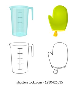 Vector design of kitchen and cook icon. Set of kitchen and appliance stock vector illustration.
