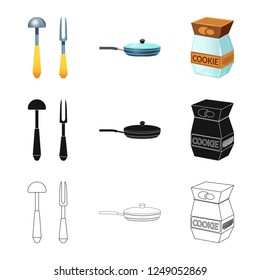 Vector design of kitchen and cook icon. Set of kitchen and appliance stock vector illustration.