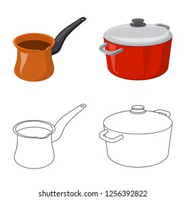 Vector design of kitchen and cook icon. Set of kitchen and appliance stock symbol for web.