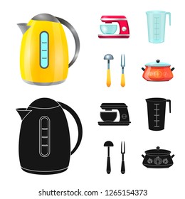 Vector design of kitchen and cook icon. Set of kitchen and appliance stock symbol for web.