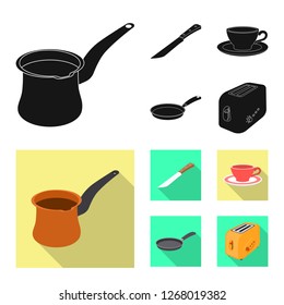 Vector design of kitchen and cook icon. Collection of kitchen and appliance vector icon for stock.
