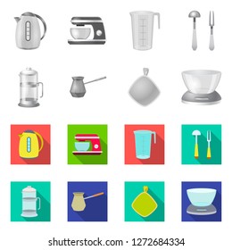 Vector design of kitchen and cook icon. Set of kitchen and appliance vector icon for stock.