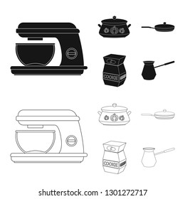 Vector design of kitchen and cook icon. Set of kitchen and appliance vector icon for stock.