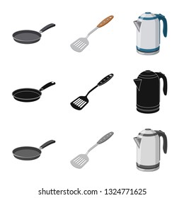 Vector design of kitchen and cook icon. Collection of kitchen and appliance stock symbol for web.