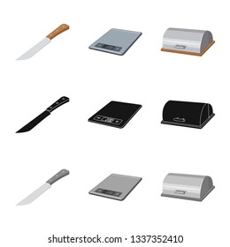 Vector design of kitchen and cook icon. Collection of kitchen and appliance stock vector illustration.